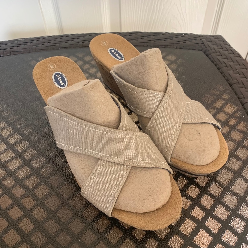 Comfortable Beige Wedge Sandals - Picture 2 of 11